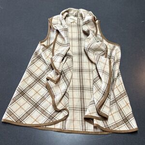 Altar'd State Plaid Sleeveless Waterfall Front Cardigan Vest Size Small